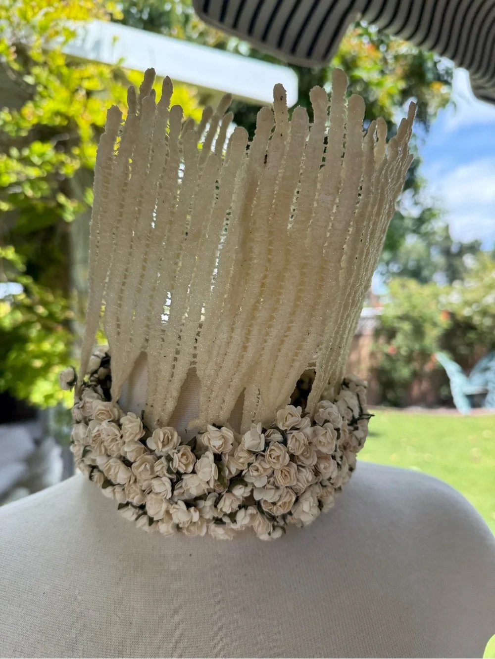 Ivory Floral Beaded Headpiece